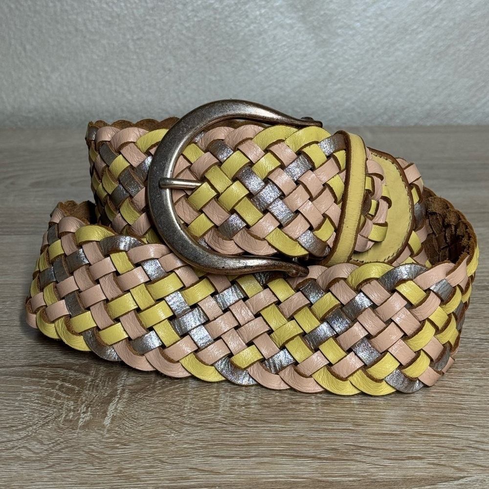 Linea Pelle Collection Women Size M Multicolor Leather Braided Wide Buckle Belt